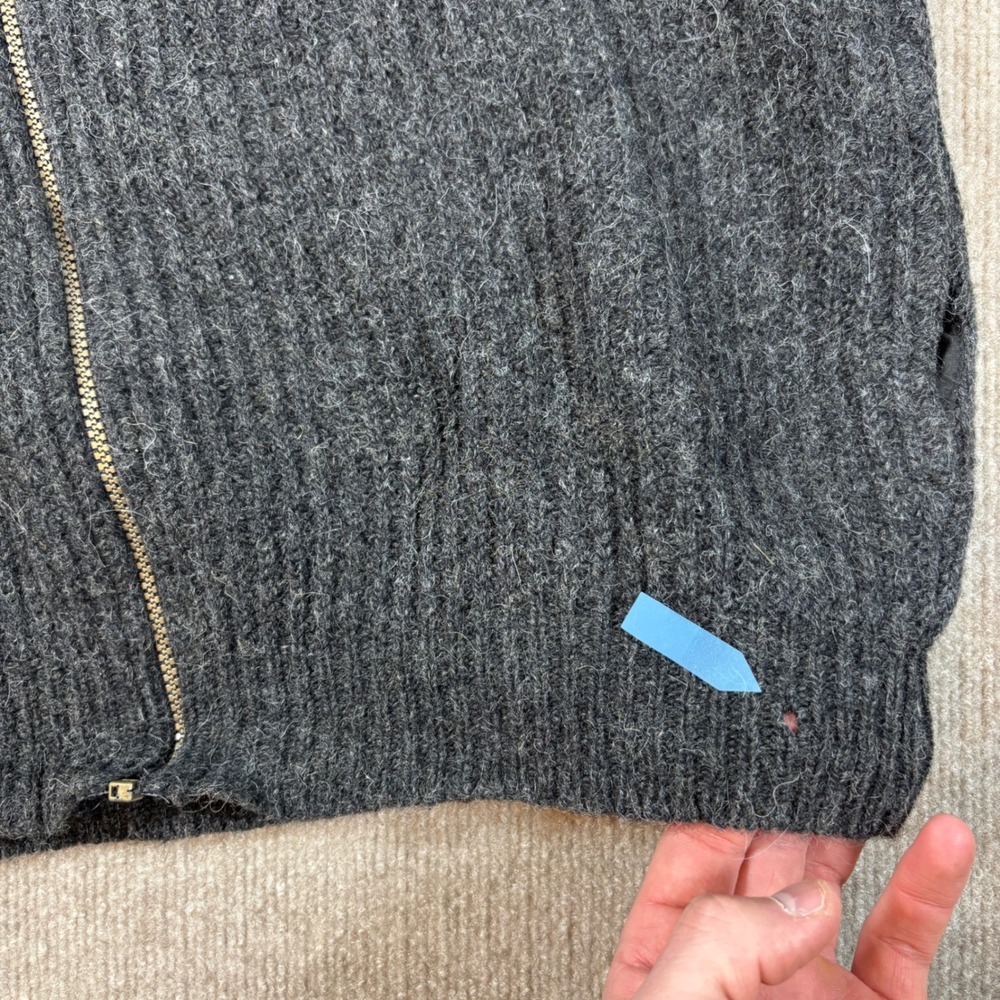 VTG 80s L.L. Bean Gray Wool Alpaca Full Zip Sweater Men's Size LT - Picture 4 of 7